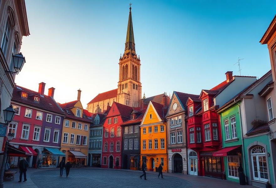 Colorful historic Old Town and Riga Cathedral, Latvia